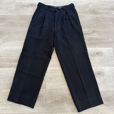 Vintage GIORGIO ARMANI High Waist Wide Pleated Wool Midnight Navy Pants Sz 29x28