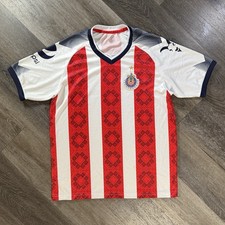 Club Deportivo Guadalajara Tecate Pepsi Mens Jersey White Red Stripe Mesh M