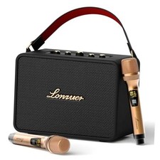 18000mAh Rechargeable 120W Loud Bass Retro Portable Karaoke Machine Black