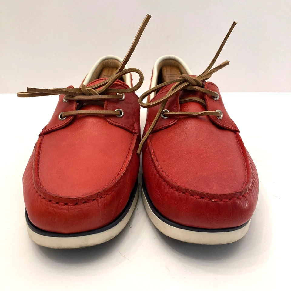 Sapatos de barco Aldo couro vermelho com cadarço Moc Toe cano baixo masculino EUA 11 UE 44 - Imagem 3 de 4