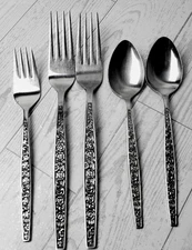 Granada Rose Japan Dinner Salad Forks Teaspoons Stainless Flatware Lot J195