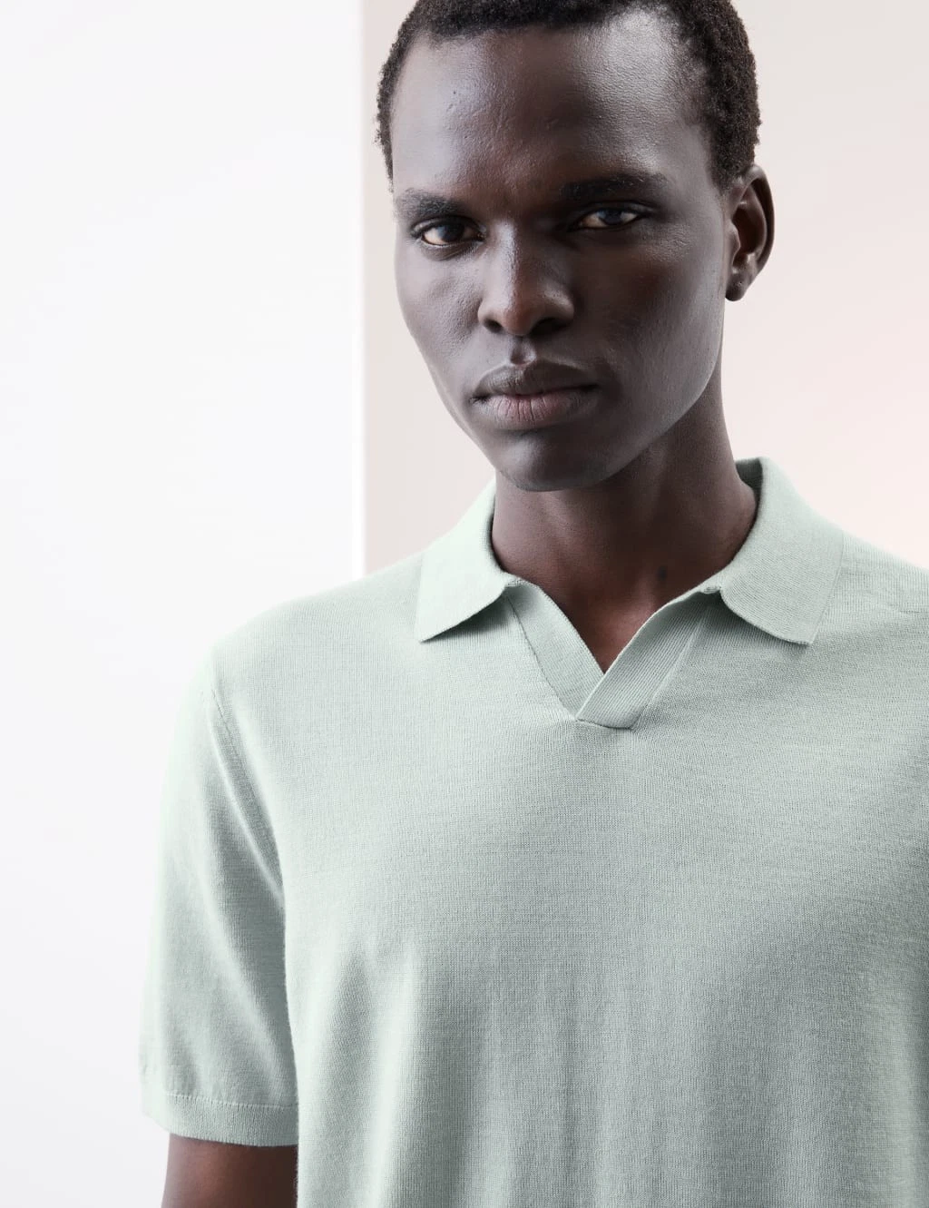 M&S - Autograph Mens Merino Short sleeved Knitted Collar Polo Top in Light Green
Opens in a new wind