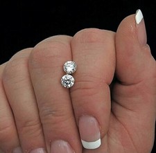 2 Ct Round Cut VVS1/F Lab Created White Sapphire Earrings Solid 14K Yellow Gold