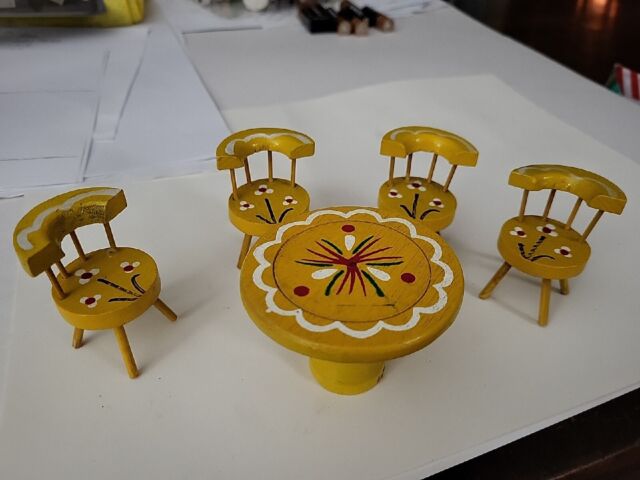 Vintage Dollhouse Painted Table and Chairs