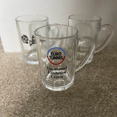 Set Of 3 London Landmarks Shot Glasses Euro Tunnel Dungeons Thames Barrier Clear