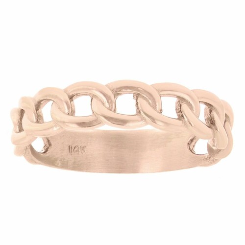 14k Rose Gold Cuban Link Ring Chain Stackable Ring Band 4.9mm Size 9 - 3.8 grams - 第 1/3 張圖片
