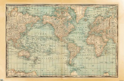 WORLD MAP - RUSTIC STYLE POSTER - 22x34 - 18954