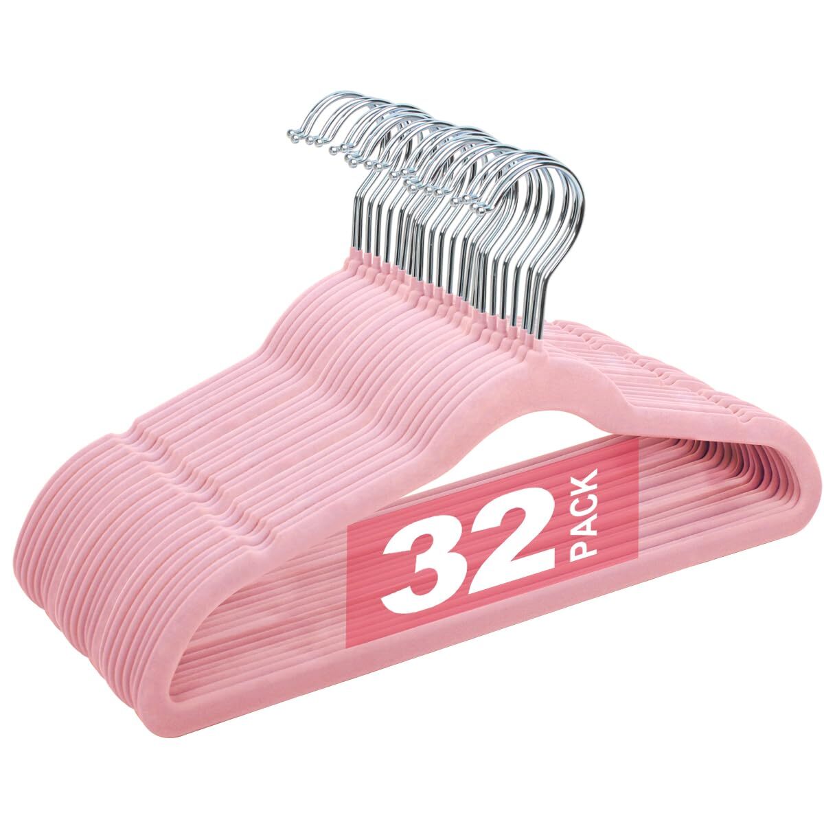 14 Inch Non-Slip Velvet Kids Hangers 32 Pack for Toddlers & Children