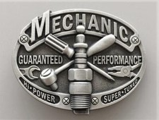 BRAND MECHANIC SILVER VINTAGE AUTO CAR REPEIR TOOLS AUTOMOBIL BELT BUCKLE  