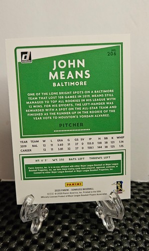 2020 Donruss Milestone Stat Line /100 John Means - Picture 2 of 2