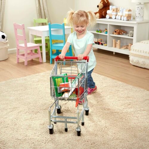 Toddler Toy Shopping Cart With Sturdy Metal Frame Grocery Cart Supermarket Kids - Picture 2 of 9