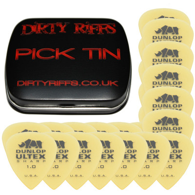 24 x Dunlop Ultex scharfe Gitarren-Plektren/Gitarrenplektren - 1,00 mm in einer handlichen Plektren-Dose