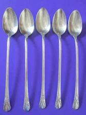 5 Vintage WmRogers MFG Co Original Rogers Silverplate Ice Tea Spoons Summer