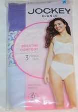 New 3 pack JOCKEY covered waistband 100 cotton FRENCH CUT PURPLE BLUE white XL