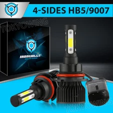 2025 4-Sides 9007 HB5 LED Headlight Bulbs High Low Beam Super Bright White 6500K