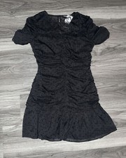 NWT Storia Black Short Sleeve Ruched Dress Size Medium*