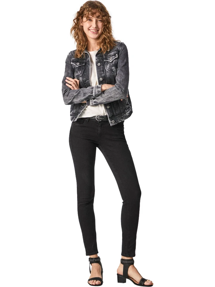 Pepe Jeans SoHo Jean Pour Femme Skinny Fit Noir Washed W 25-W34 - Photo 1/1