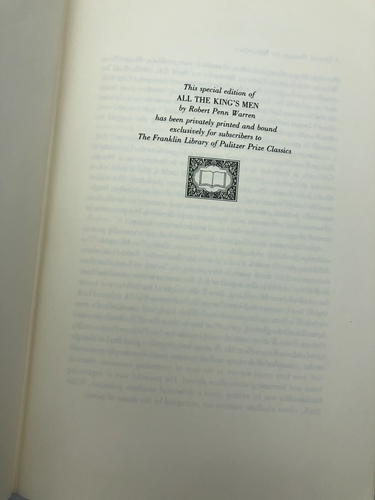 All The King's Men Warren Franklin Library Pulitzer Prize Classics Leather 1984 - Picture 3 of 7