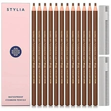 Microblading Supplies Waterproof Eyebrow Pencil - 12 Piece Light Brown