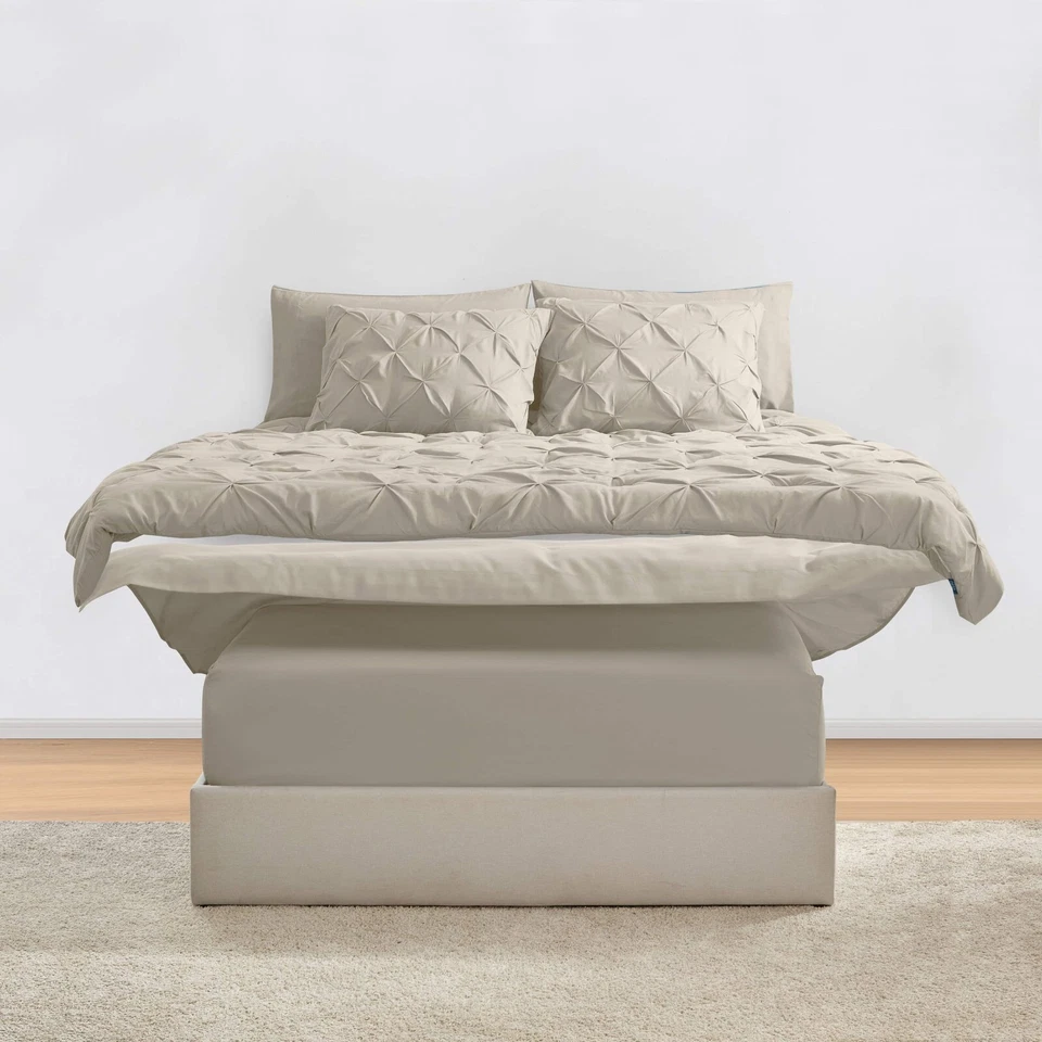 Conjunto de edredom 9 peças todas as estações pregas com 2 conjuntos de travesseiros de resfriamento, cama em uma bolsa - Imagem 2 de 4