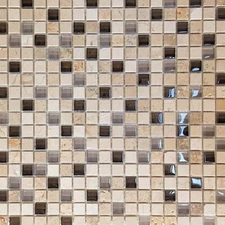 Travertine Stone & Glass Mix Mosaic Tile