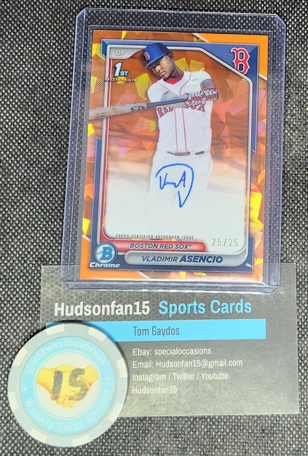 Vladimir Asencio 2024 Bowman Chrome Sapphire 1st Auto #CSPA-VA Orange 25/25