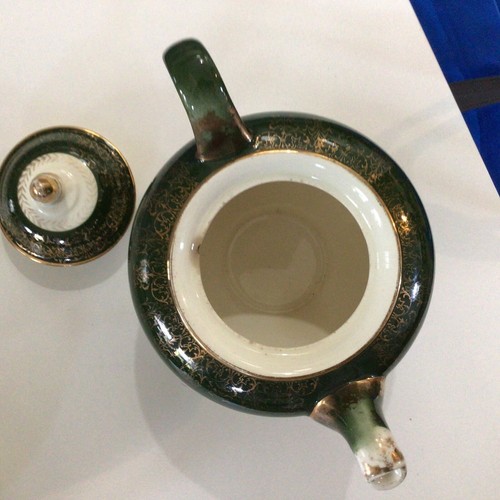Homer Laughlin Lady Greenbriar Teapot 22K Gold Trim USA Vintage W/sugar,creamer - Picture 5 of 13