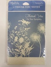  4 Sympathy Acknowledgement Cards w/ Envelopes Funeral Thank You Note