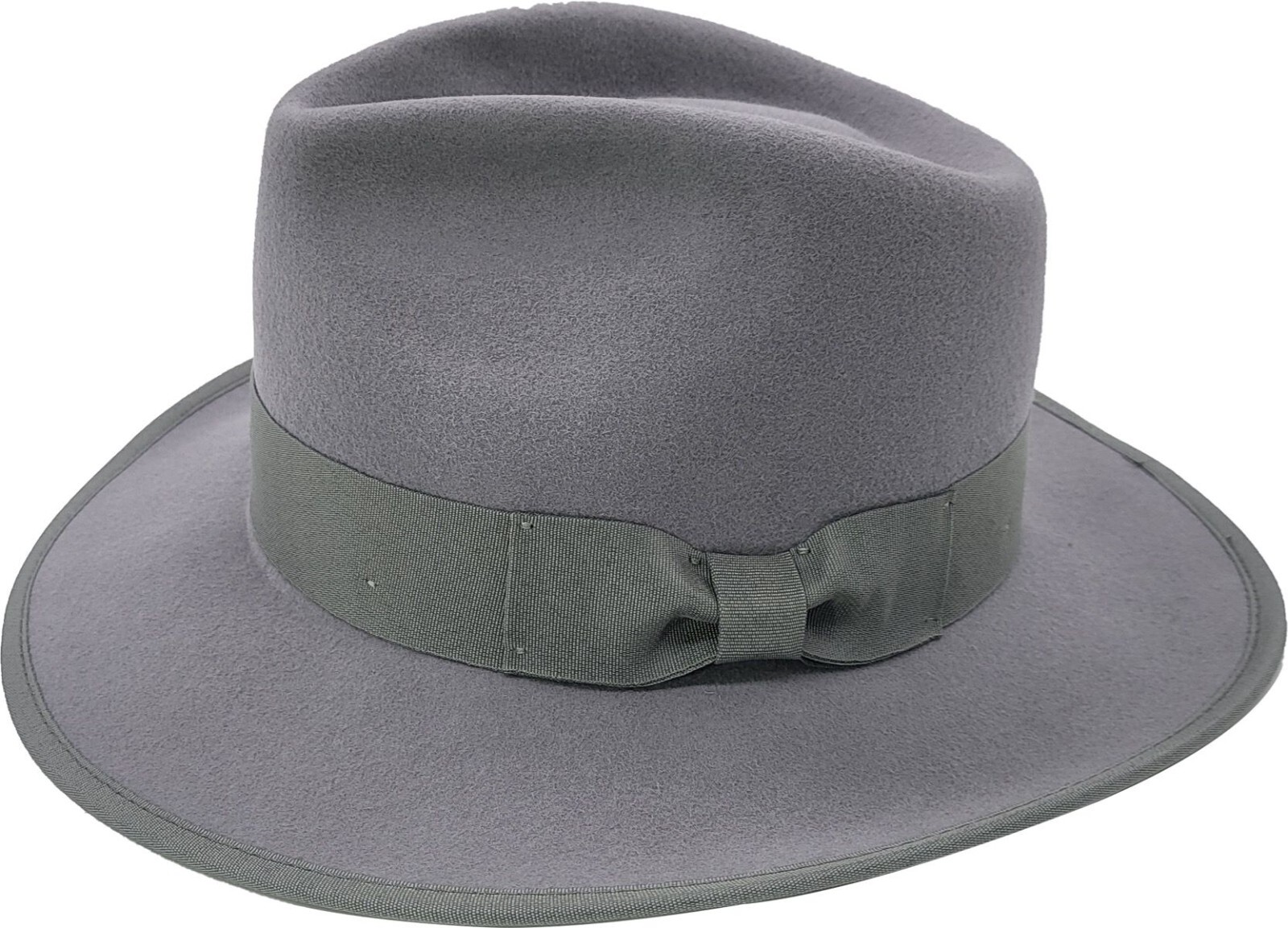 Vintage 1940s Style Mens Crushable Wool Fedora Hat Light Grey