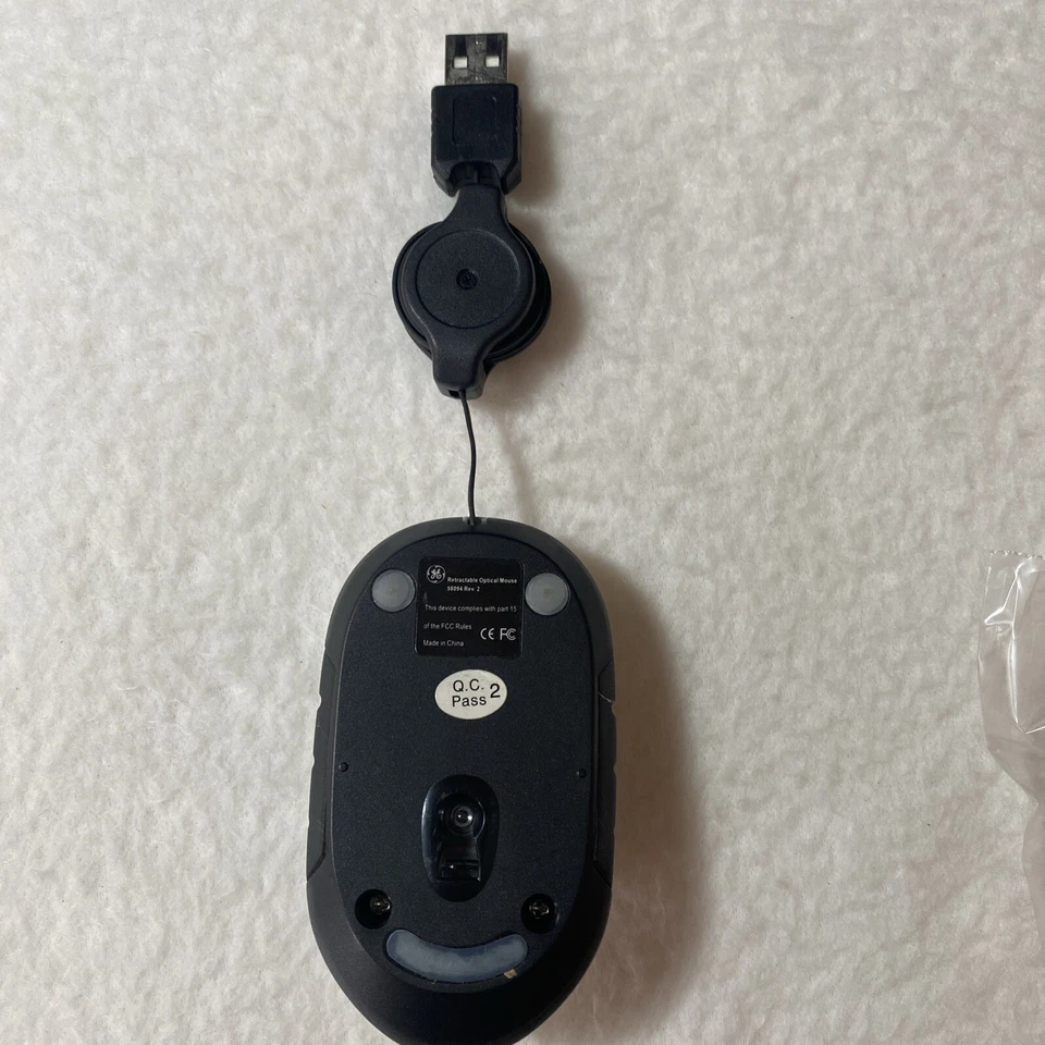 GE Retractable Corded Optical Mini Mouse #98094 Rev 2 Silver Tested & Works - Image 4 of 4