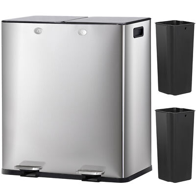 16 Gallon Trash Can Stainless Steel Kitchen Garbage Can Removable Inner Bucket