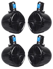 (4) Rockville RWB80B 8" Black 2 Way 300 Watt Marine Wakeboard Tower Speakers