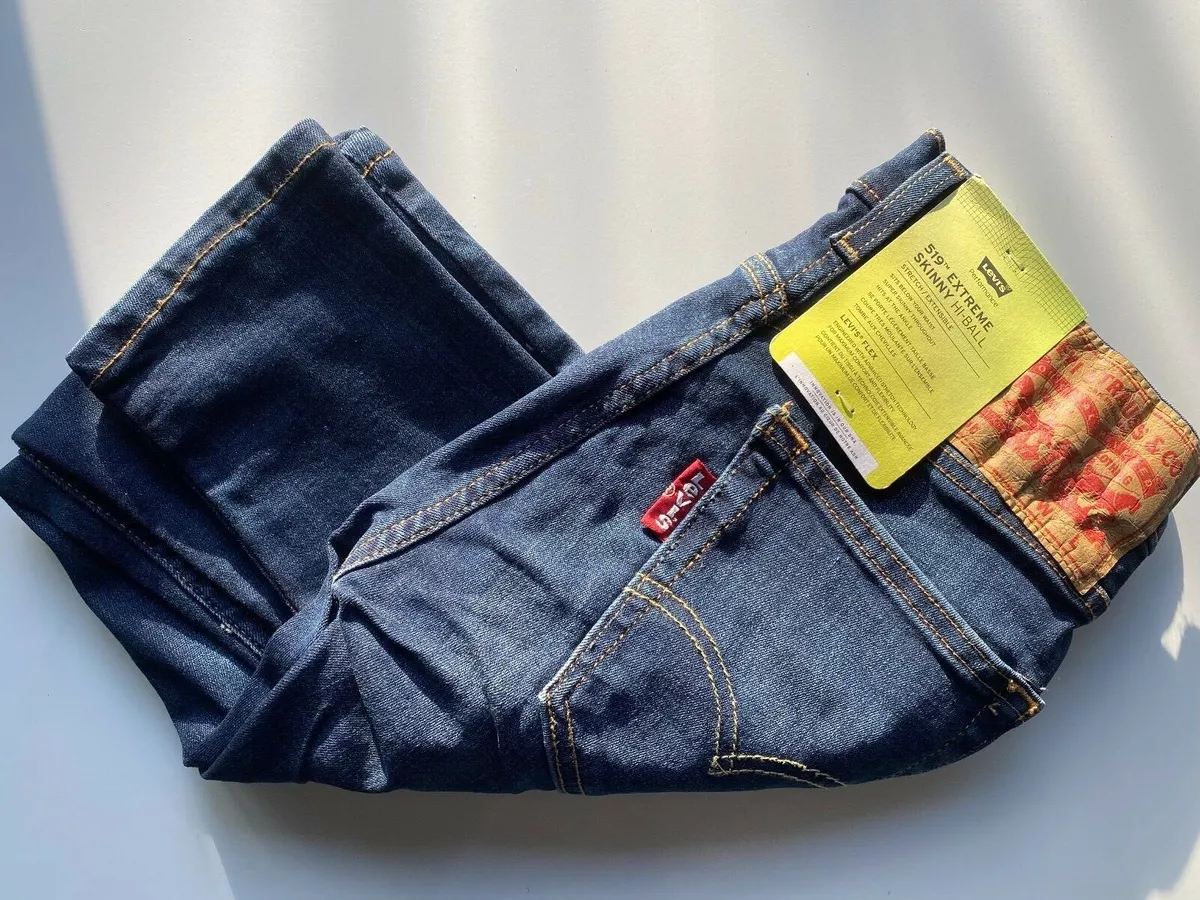 LEVI LEVI S MENS 519 HI BALL EXTREME SKINNY FLEX STRETCH BLUE JEANS 28W 30L NEW