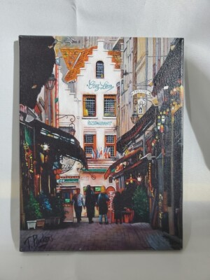 Famous Brussels Restaurant Chez Léon Street Scene Giclée on Canvas Print