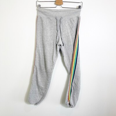 Sundry Rainbow Stripe Sweatpants Heather Grey Womens
