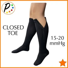 🟠 Presadee Closed Toe 15-20 mmHg Compression Leg Calf Circulation Zipper Socks