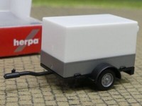 1/87 Herpa PlanenanhäNger 1Achs Weiß/Grau 051576-005