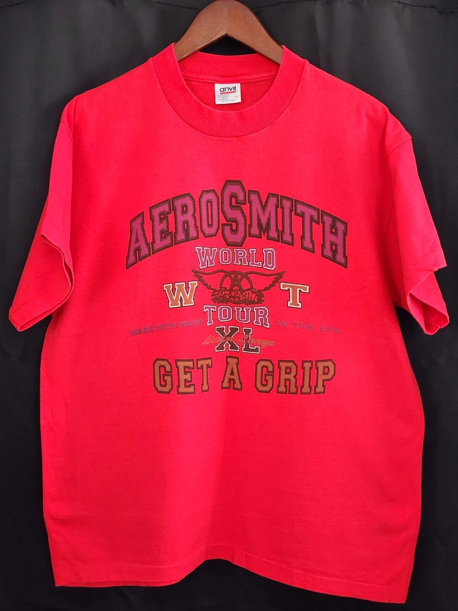 Vintage 90`s AEROSMITH T Shirt 1993 Get a Grip world tour rock red Size L