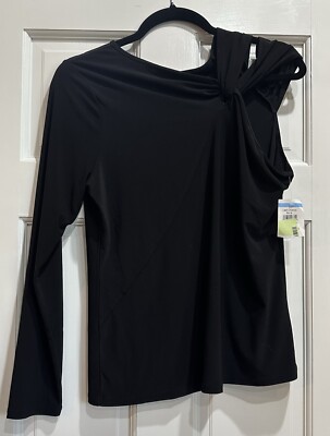 Halogen One Sleeve  Shirt Blouse Black Size Large NWT
