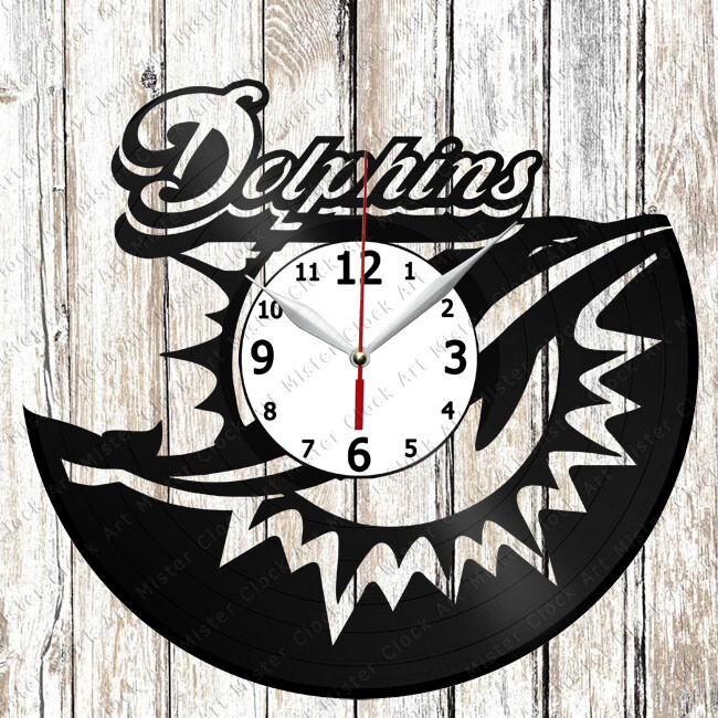 Miami Dolphins Vinyl Record Clock Handmade Home Decor Original Gift 3279