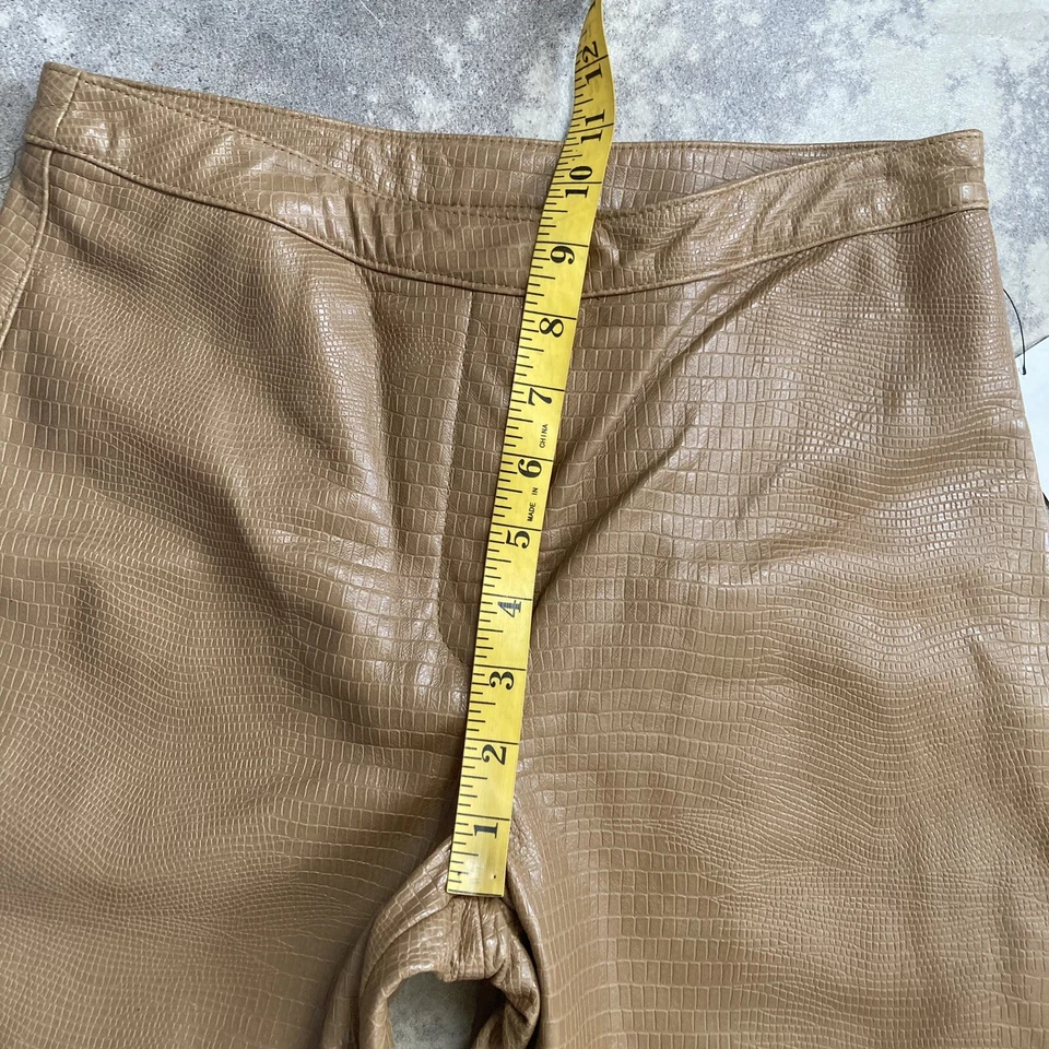 Kenneth Cole Pants Women Size 4 Lambskin Leather Iguana Dixon Dune Tan Brown - Image 4 of 4