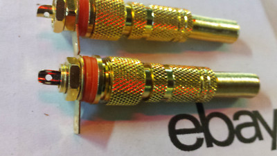 2x RCA PLUG + 2x SOCKET Screw Down 24K Gold Plated Genuine Cullmann