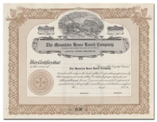 Mountain Home Ranch Company Stock Certificate (Colorado, Beavers Vignette)