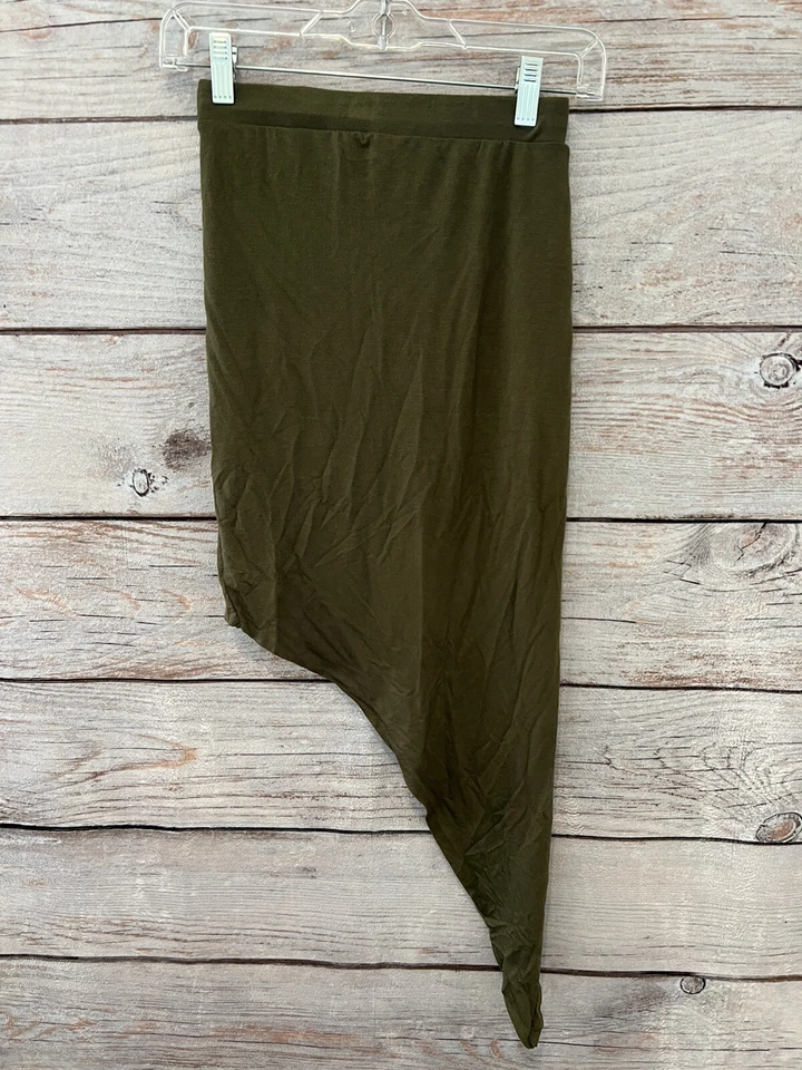 Wet Seal Green Skirt Elastic Waist Asymmetrical STRETCH Gather Junior's Size XS - Image 3 of 4