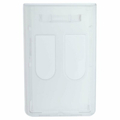 Rigid / Hard Plastic Two Card Vertical ID Badge Holder w/ Thumb Holes - Top Load