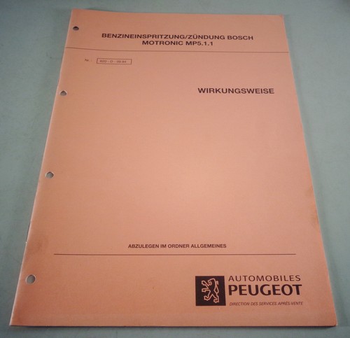 Technical Training Materials Peugeot Bosch Motronic MP5.1.1 Operation