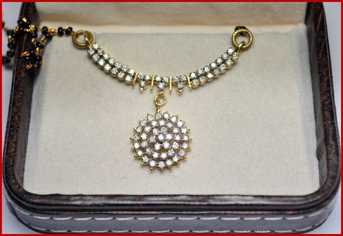 2.21ct Natural Round Diamond 14k Solid Yellow Gold Mangalsutra Set Necklace - Picture 4 of 14