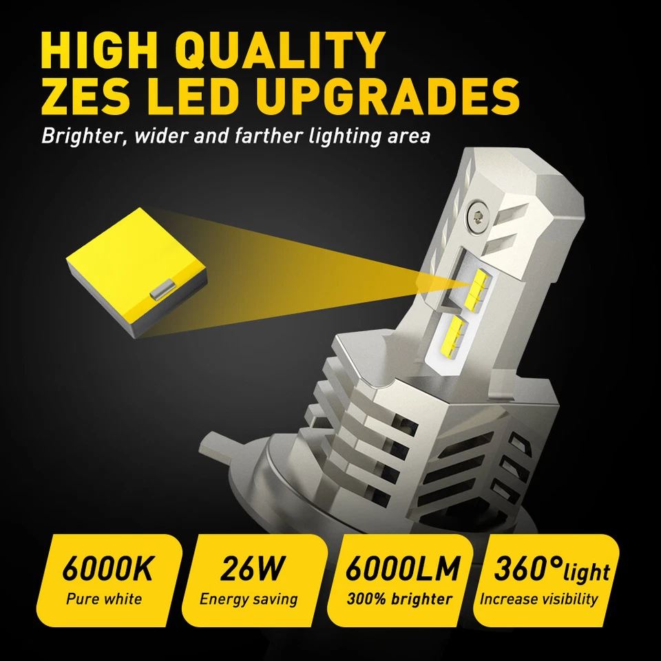 AUXITO H4 9003 HB2 LED Bombilla Alta/Baja Haz Blanco LED Faro Moto 10SF EXC Foto 2 de 4