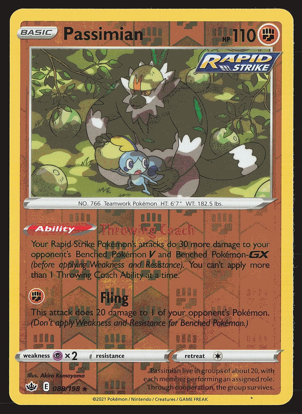 SWSH06: Chilling Reign Passimian #088/198 Reverse Holo Pokemon Card