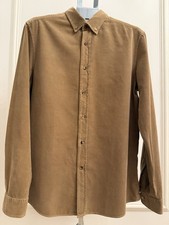Brunello Cucinelli Men's XL Leisure Fit Brown Solid Corduroy Button-Down